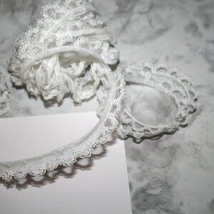RUFFLED LACE #1464 - White Narrow Skinny Scalloped - 3/8" - 3 yards